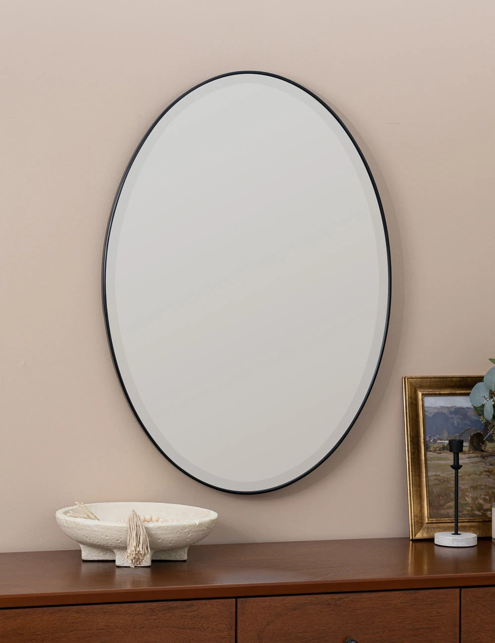Lulu And Georgia Luke Oval Mirror, Black New 3 Lulu And Georgia Luke Oval Mirror, Black New