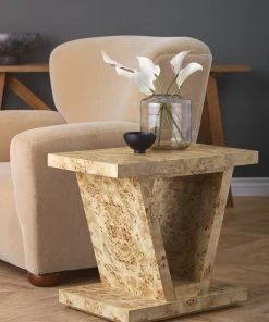 Lulu And Georgia Chloe Burl Wood Side Table New