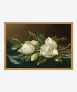Lulu And Georgia 'Magnolias On Light Blue Velvet Cloth' Print By Martin Johnson Heade Walls