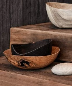 Lulu And Georgia New Korean White Oak Black Wave Bowl, Medium By Namu Home Goods