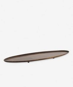 Lulu And Georgia Walnut Wood Elongated Oval Footed Plate By Namu Home Goods New
