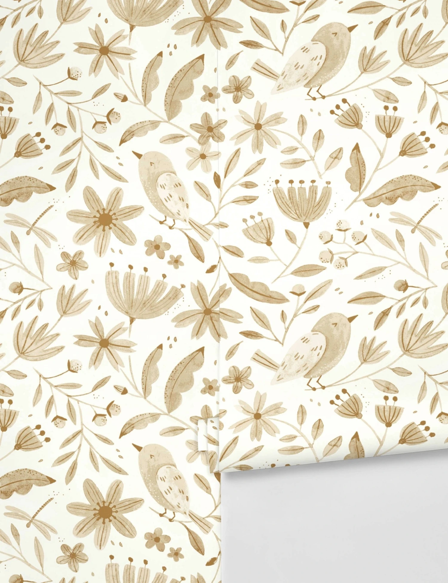 blank-wallpaper-white-1_garden-birds_1.jpg Lulu And Georgia Earth Tones Rylee + Cru Garden Birds Wallpaper