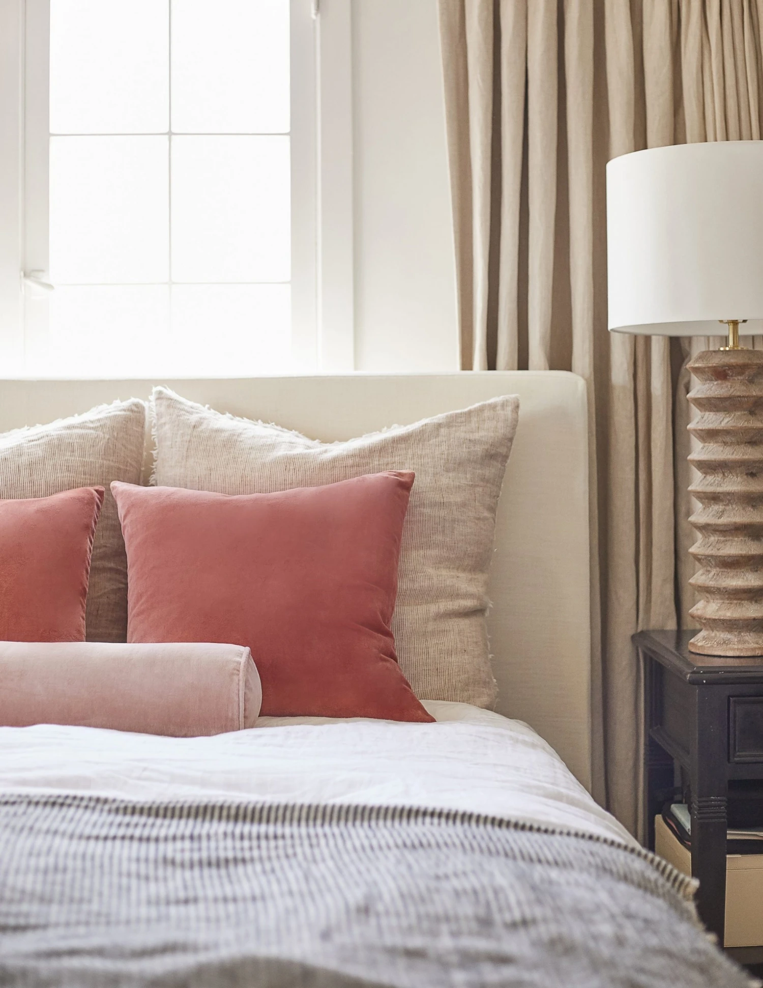 charlotte-velvet-pillow-terracotta-sabine-velvet-bolster-pillow-rosewater_1-1.jpg Lulu And Georgia Sabine Velvet Bolster Pillow Nina Freudenberger Collection