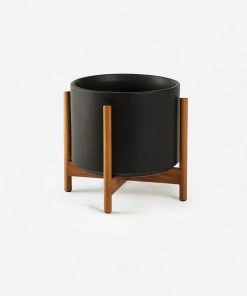 Lulu And Georgia LBE Design Ceramic Planter + Teak Stand 5 Lulu And Georgia LBE Design Ceramic Planter + Teak Stand