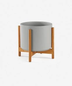 Lulu And Georgia LBE Design Ceramic Planter + Teak Stand