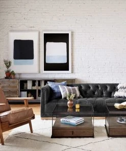 Lulu And Georgia Furniture Afia Leather Sofa, Distressed Black