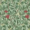 Lulu And Georgia Morris & Co. Arbutus Wallpaper, Dark Green/Red Swatch 2 Lulu And Georgia Morris & Co. Arbutus Wallpaper, Dark Green/Red Swatch