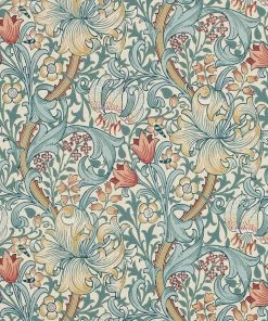 Lulu And Georgia Morris & Co. Golden Lily Wallpaper, Slate/Manilla Swatch