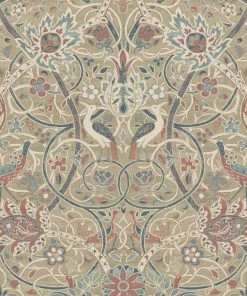 Lulu And Georgia Morris & Co. Bullerswood Wallpaper, Spice/Manilla Swatch