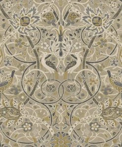 Lulu And Georgia Morris & Co. Bullerswood Wallpaper, Stone/Mustard Swatch