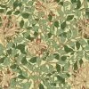 Lulu And Georgia Morris & Co. Honey Suckle Wallpaper, Green Coral Pink Swatch