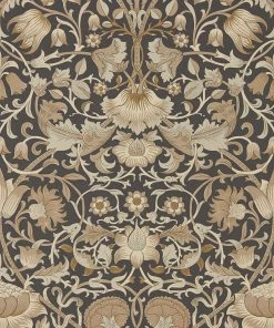 Lulu And Georgia Morris & Co. Pure Lodden Wallpaper, Charcoal/Gold Swatch
