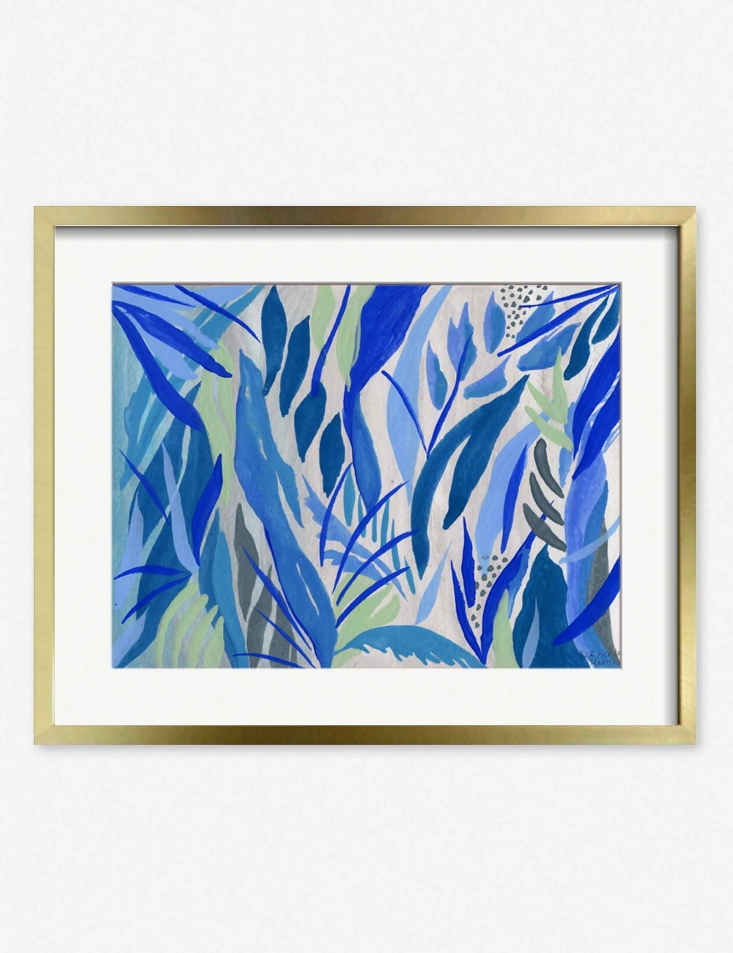 fernanda_blue_plants_gold_e4c76b3a-73fa-4e51-b584-e2bdd103818a.jpg Lulu And Georgia Walls 'Blue Plants' Print By Fernanda Martinez