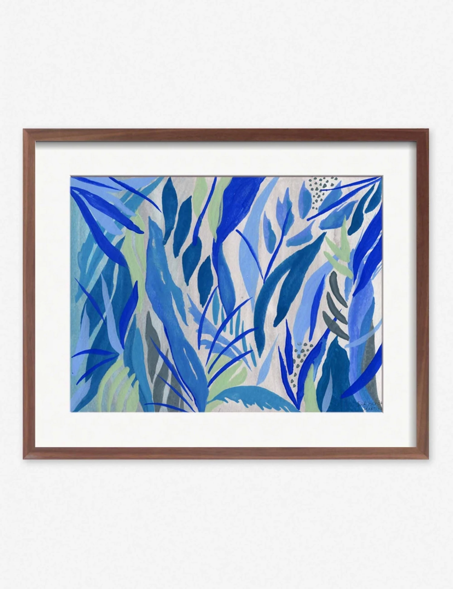 fernanda_blue_plants_walnut_c27b1550-9907-440c-b65c-08dbbe3ee2f4.jpg Lulu And Georgia Walls 'Blue Plants' Print By Fernanda Martinez