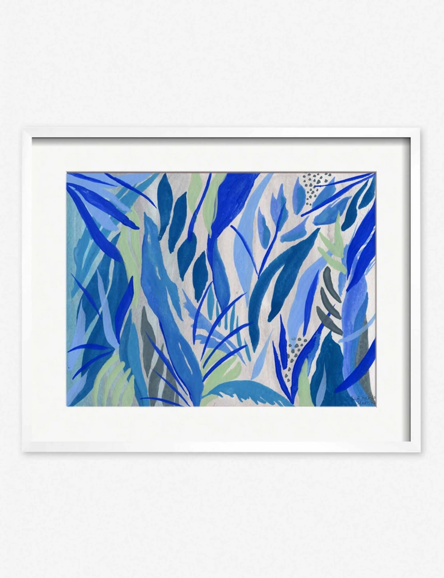 fernanda_blue_plants_white_2d9616ff-c5ad-4cd7-a7e1-2e3225c5e245.jpg Lulu And Georgia Walls 'Blue Plants' Print By Fernanda Martinez