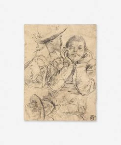 Lulu And Georgia 'Four Studies Of Heads' Wall Art By Annibale Carracci, Original Work Held By The J. Paul Getty Museum