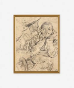 Lulu And Georgia 'Four Studies Of Heads' Wall Art By Annibale Carracci, Original Work Held By The J. Paul Getty Museum