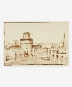 Lulu And Georgia Earth Tones 'Landscape With A View Of A Fortified Fort' Wall Art By Giovanni Francesco Barbieri, Original Work Held By The J. Paul Getty Museum 3 Lulu And Georgia Earth Tones 'Landscape With A View Of A Fortified Fort' Wall Art By Giovanni Francesco Barbieri, Original Work Held By The J. Paul Getty Museum