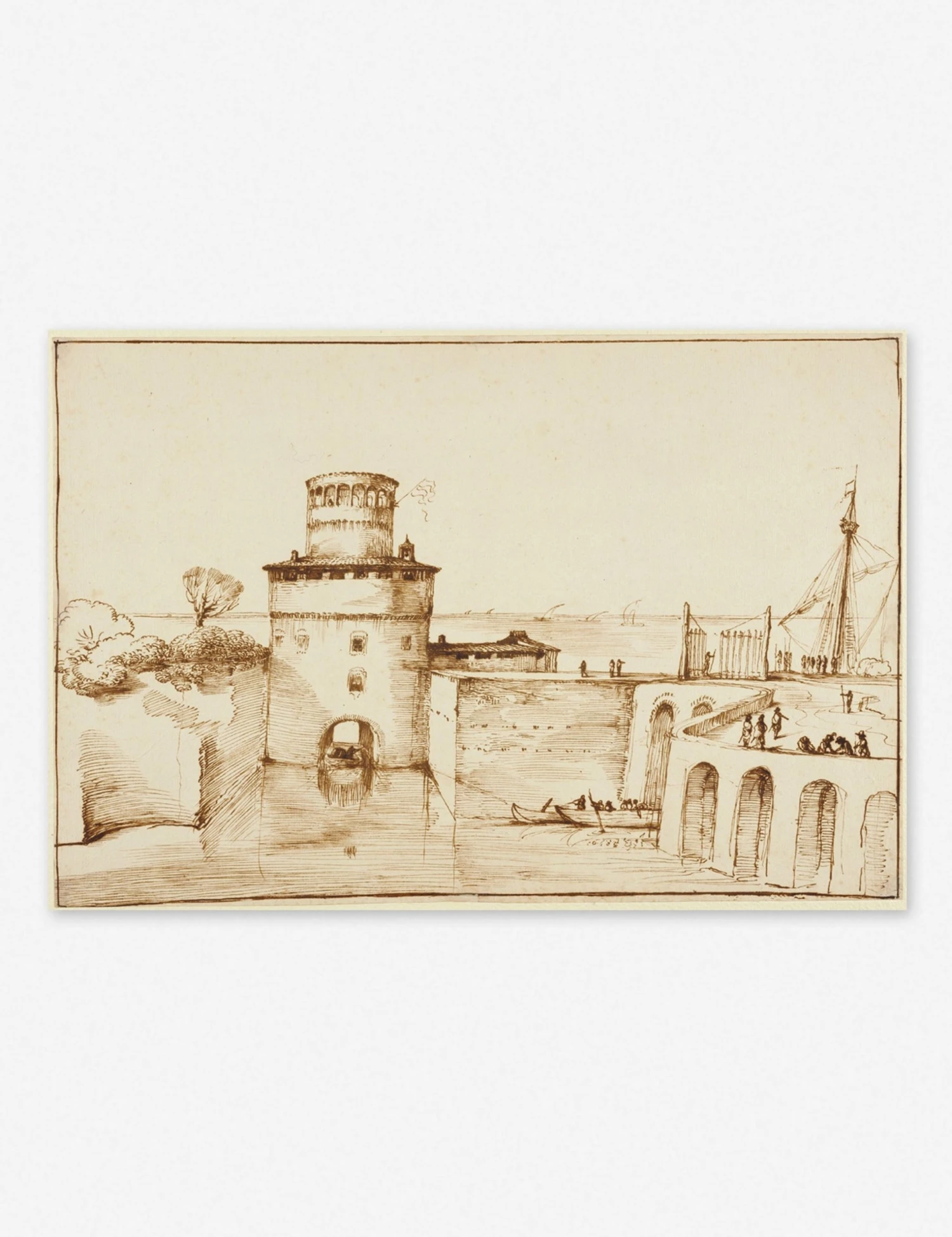landscape_with_a_view_of_a_fortified_fort.jpg Lulu And Georgia Earth Tones 'Landscape With A View Of A Fortified Fort' Wall Art By Giovanni Francesco Barbieri, Original Work Held By The J. Paul Getty Museum