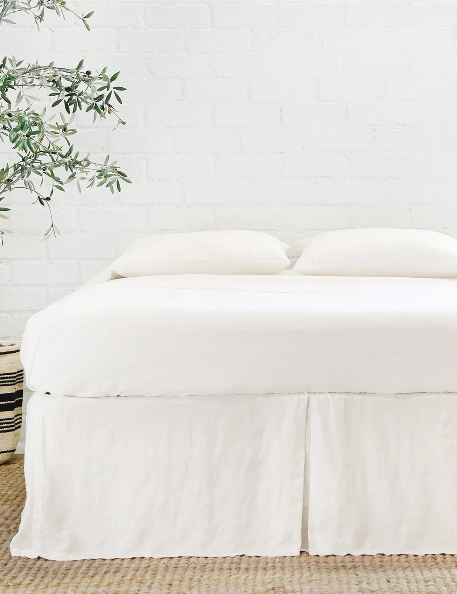 pleated_linen_web_cream_bedskirt.jpg Lulu And Georgia Pom Pom At Home Pleated Linen Bed Skirt