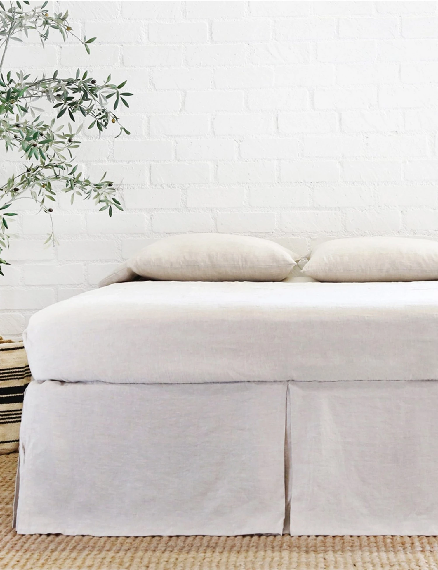 pleated_linen_web_flax_bedskirt.jpg Lulu And Georgia Pom Pom At Home Pleated Linen Bed Skirt
