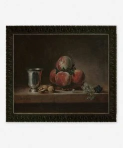 Lulu And Georgia Earth Tones'Still Life With Peaches, A Silver Goblet, Grapes, And Walnuts' Wall Art By Jean-Simeon Chardin