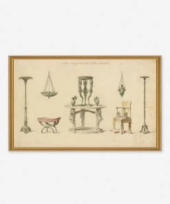 Lulu And Georgia 'Vases, Furniture And Objects Discovered At Herculaneum' Wall Art By Pierre-Adrien Pâris, Original Work Held By The J. Paul Getty Museum Walls